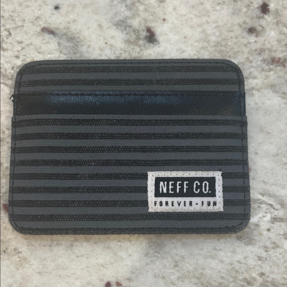 Neff Black and Gray Striped Card Holder